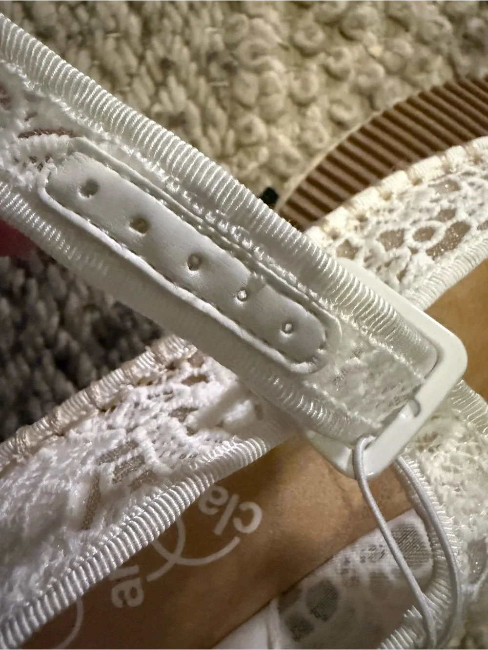 art class creamy White Lace Mary Jane Espadrille Flats for Kids 1Y straw trim nw